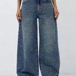 Aadvi Fashion Women Jean Flared High-Rise Low Distress Heavy Fade Stretchable Jeans