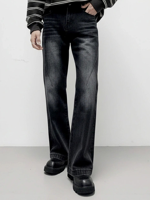 ANDREW HILL Men Wide Leg Mid-Rise Light Fade Jeans