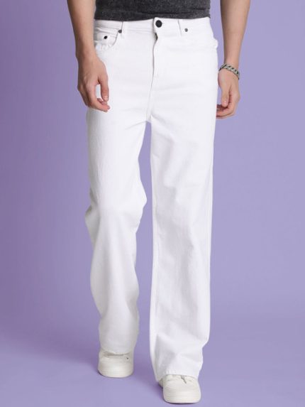 Bene Kleed Men White Wide Leg Jeans