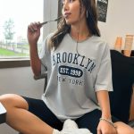 Brooklyn Typography Printed Oversized T-shirt