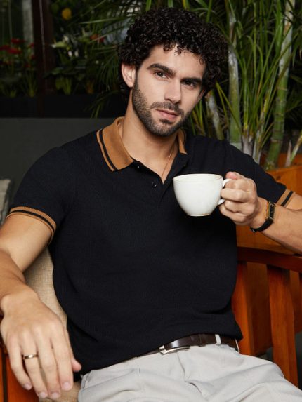 Campus Sutra Men Solid Polo Collar Cotton T-shirt