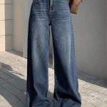 DressBerry Women Comfort Wide Leg High-Rise Light Fade Acid Wash Stretchable Jeans