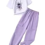 Girls Cotton Top and Bottom Set, Trendy Casual Wear with Stylish Prints