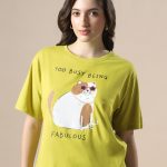 Globus Drop Shoulder Graphic Printed Oversized Crop T-Shirt