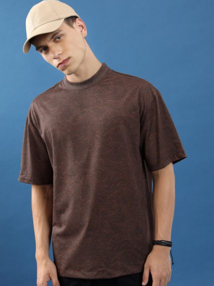 HIGHLANDER Unisex Floral Printed Drop-Shoulder Sleeves Oversized T-shirt