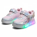 HOOH Girls Character Sneakers, Purple, Hook and Loop Closure, Comfortable Fashion Shoes for Kids