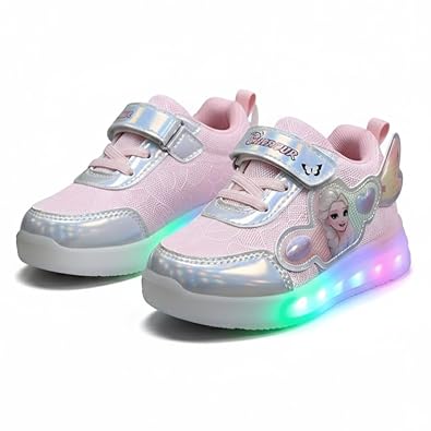 HOOH Girls Character Sneakers, Purple, Hook and Loop Closure, Comfortable Fashion Shoes for Kids