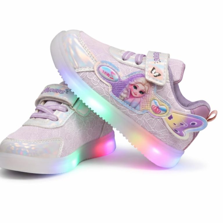 HOOH Girls Character Sneakers, Purple, Hook and Loop Closure, Comfortable Fashion Shoes for Kids