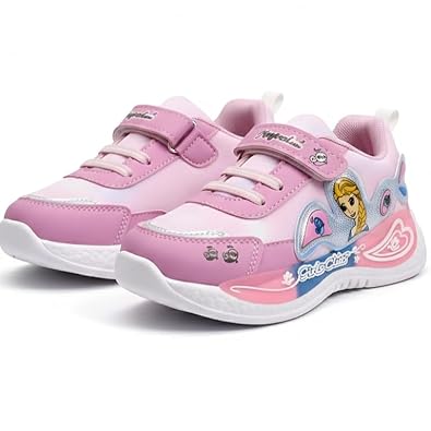 HOOH Girls Character Sneakers, Purple, Hook and Loop Closure, Comfortable Fashion Shoes for Kids