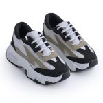JM LOOKS Women Bold Black & Beige Lightning Sneakers Shoes High-Performance, Stylish, and Built for Comfort