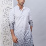 Jompers Floral Printed Mandarin Collar Sequins Ombre Straight Kurta