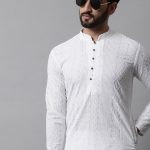 Jompers Men White Cotton Embroidered Chikankari Republic Day Republic Day Kurta