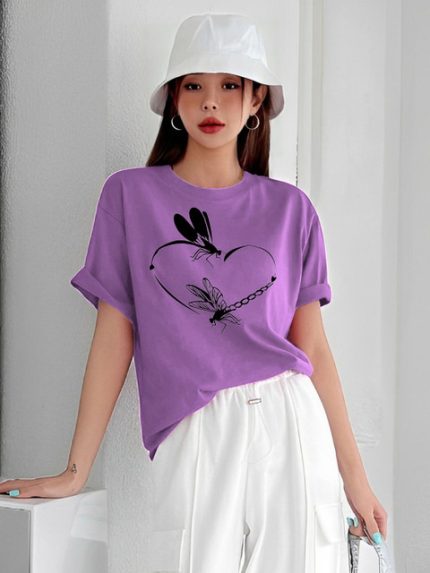 Kasendra Graphic Round Neck Printed Polyester T-shirt