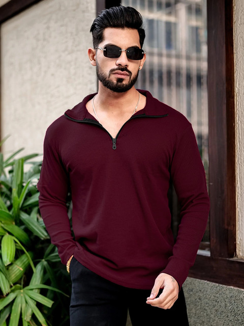 Kasendra Men Solid Henley Neck Cotton T-shirt