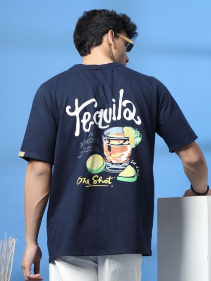 Rigo Unisex Graphic Printed Drop-Shoulder Sleeves Cotton Oversized T-shirt