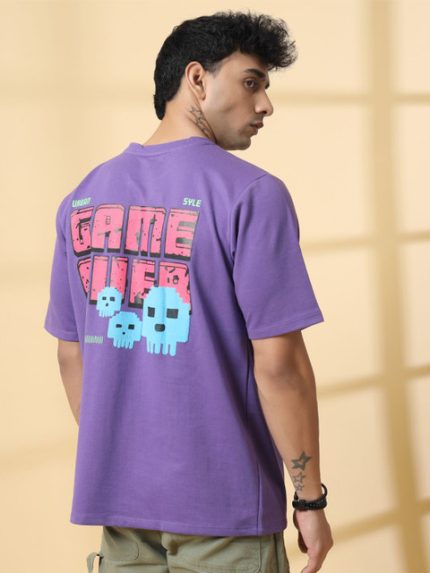 Rigo Unisex Typography Printed Drop-Shoulder Sleeves Cotton Oversized T-shirt