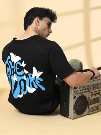 Rigo Unisex Typography Printed Drop-Shoulder Sleeves Pure Cotton T-shirt