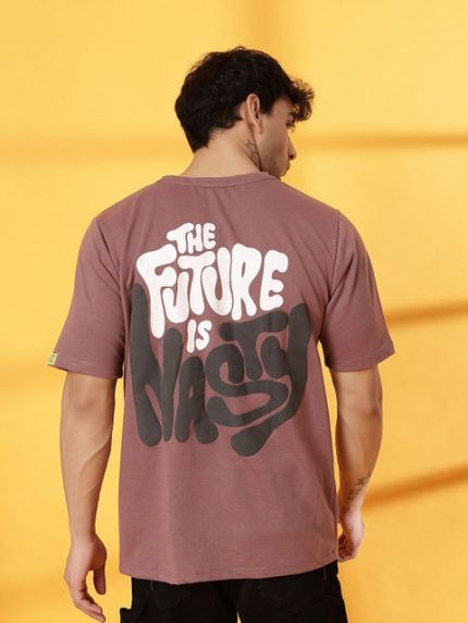 Rigo Unisex Typography Printed Round Neck Cotton Oversized T-shirt