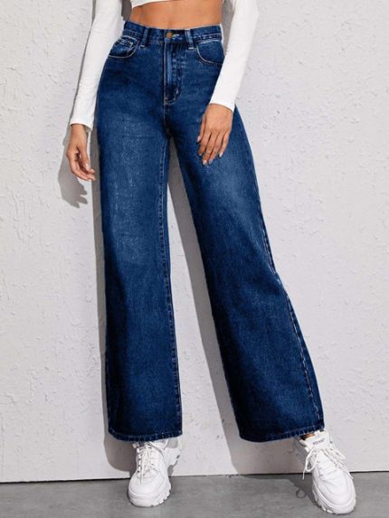 Stylecast X Kotty Women Flared High-Rise Clean Look No Fade Jeans