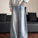 StyleCast x Revolte Men Wide Leg Mid-Rise Light Fade Jeans