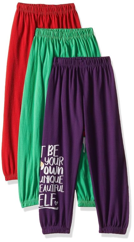 T2F Girl's Cotton Regular Fit Printed Track Pant (Pack of 3)