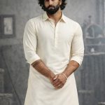 VASTRAMAY Shirt Collar Long Roll-Up Sleeves Regular Pathani Kurta