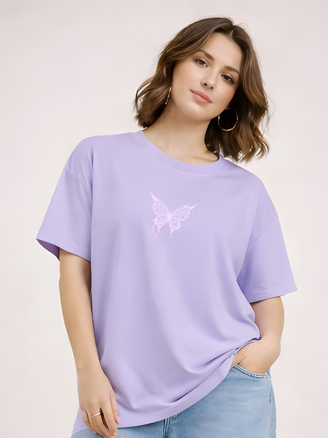 YAK YAK Women Cotton Graphic Printed Oversized T-shirt