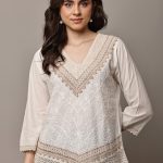 ZHOF Embellished Embroidered Bohemian Cotton Top